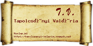 Tapolcsányi Valéria névjegykártya