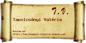 Tapolcsányi Valéria névjegykártya